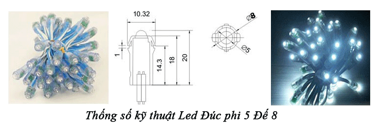 Thông số kỹ thuật Led Đúc F5 đế 8